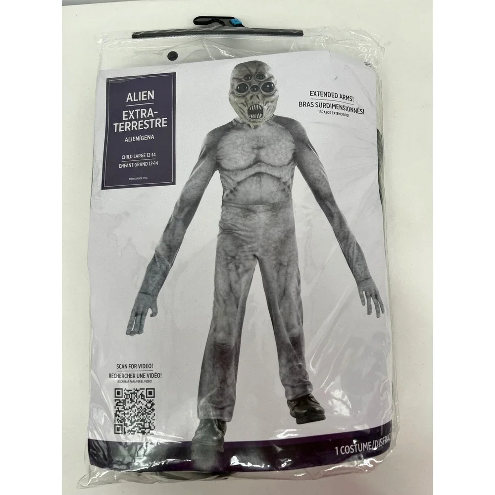 Alien Costume Extra-Terrestrial Extended Arms Child Large 12-14 Halloween Org 50